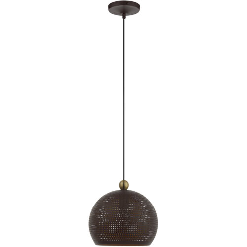 1 Light Bronze Pendant light Hanging Light Fixture with Bronze Ornamental Metal with Gold finish Inside Shade-Lighting LumensPendant Lights