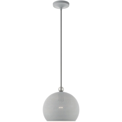 1 Light Nordic Gray Pendant light Hanging Light Fixture with Nordic Gray Ornamental Metal with White finish Inside Shade-Lighting LumensPendant Lights