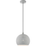 1 Light Nordic Gray Pendant light Hanging Light Fixture with Nordic Gray Ornamental Metal with White finish Inside Shade-Lighting LumensPendant Lights