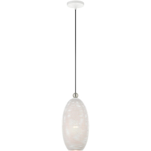 1 Light White Pendant light Hanging Light Fixture with White Ornamental Metal with Gold finish Inside Shade-Lighting LumensPendant Lights