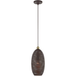 1 Light Bronze Pendant light Hanging Light Fixture with Bronze Ornamental Metal with Gold finish Inside Shade-Lighting LumensPendant Lights