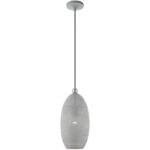 1 Light Nordic Gray Pendant light Hanging Light Fixture with Nordic Gray Ornamental Metal with White finish Inside Shade-Lighting LumensPendant Lights