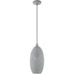 1 Light Nordic Gray Pendant light Hanging Light Fixture with Nordic Gray Ornamental Metal with White finish Inside Shade-Lighting LumensPendant Lights