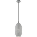 1 Light Nordic Gray Pendant light Hanging Light Fixture with Nordic Gray Ornamental Metal with White finish Inside Shade-Lighting LumensPendant Lights