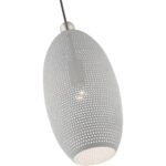 1 Light Nordic Gray Pendant light Hanging Light Fixture with Nordic Gray Ornamental Metal with White finish Inside Shade-Lighting LumensPendant Lights