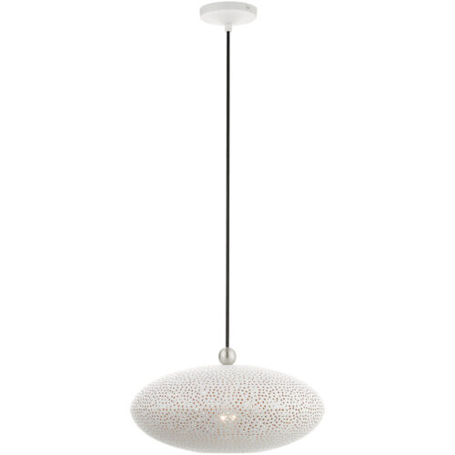 1 Light White Pendant light Hanging Light Fixture with White Ornamental Metal with Gold finish Inside Shade-Lighting LumensPendant Lights