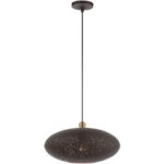 1 Light Bronze Penda with Bronze Ornamental Metal with Gold finish Inside Shade-Lighting LumensPendant Lights