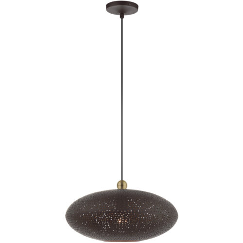 1 Light Bronze Penda with Bronze Ornamental Metal with Gold finish Inside Shade-Lighting LumensPendant Lights