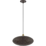 1 Light Bronze Penda with Bronze Ornamental Metal with Gold finish Inside Shade-Lighting LumensPendant Lights