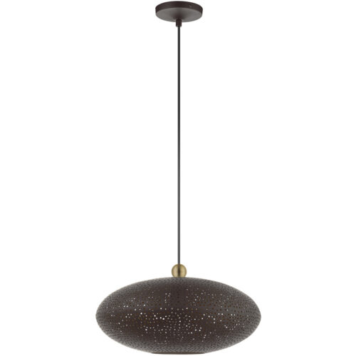 1 Light Bronze Penda with Bronze Ornamental Metal with Gold finish Inside Shade-Lighting LumensPendant Lights