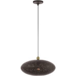 1 Light Bronze Penda with Bronze Ornamental Metal with Gold finish Inside Shade-Lighting LumensPendant Lights