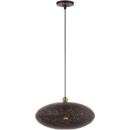 1 Light Bronze Penda with Bronze Ornamental Metal with Gold finish Inside Shade-Lighting LumensPendant Lights