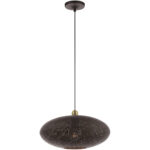 1 Light Bronze Penda with Bronze Ornamental Metal with Gold finish Inside Shade-Lighting LumensPendant Lights