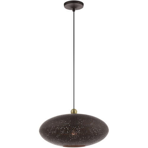 1 Light Bronze Penda with Bronze Ornamental Metal with Gold finish Inside Shade-Lighting LumensPendant Lights