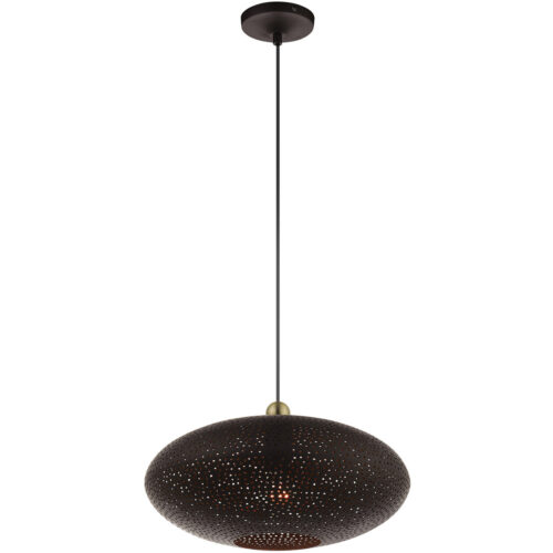 1 Light Bronze Penda with Bronze Ornamental Metal with Gold finish Inside Shade-Lighting LumensPendant Lights