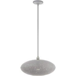 1 Light Nordic Gray Pendant light Hanging Light Fixture with Nordic Gray Ornamental Metal with White finish Inside Shade-Lighting LumensPendant Lights