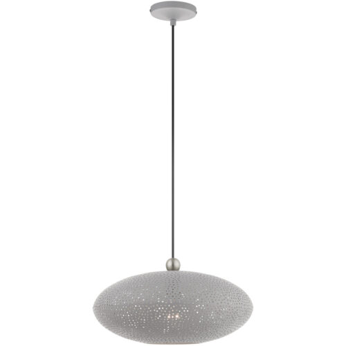 1 Light Nordic Gray Pendant light Hanging Light Fixture with Nordic Gray Ornamental Metal with White finish Inside Shade-Lighting LumensPendant Lights