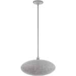 1 Light Nordic Gray Pendant light Hanging Light Fixture with Nordic Gray Ornamental Metal with White finish Inside Shade-Lighting LumensPendant Lights