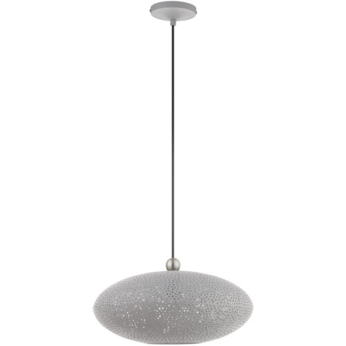 1 Light Nordic Gray Pendant light Hanging Light Fixture with Nordic Gray Ornamental Metal with White finish Inside Shade-Lighting LumensPendant Lights