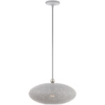 1 Light Nordic Gray Pendant light Hanging Light Fixture with Nordic Gray Ornamental Metal with White finish Inside Shade-Lighting LumensPendant Lights