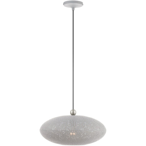 1 Light Nordic Gray Pendant light Hanging Light Fixture with Nordic Gray Ornamental Metal with White finish Inside Shade-Lighting LumensPendant Lights