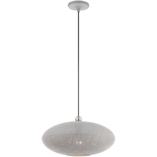 1 Light Nordic Gray Pendant light Hanging Light Fixture with Nordic Gray Ornamental Metal with White finish Inside Shade-Lighting LumensPendant Lights