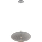 1 Light Nordic Gray Pendant light Hanging Light Fixture with Nordic Gray Ornamental Metal with White finish Inside Shade-Lighting LumensPendant Lights