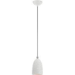 1 Light White Pendant light Hanging Light Fixture with White Ornamental Metal with Gold finish Inside Shade-Lighting LumensPendant Lights