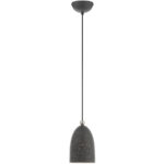 1 Light Bronze Pendant light Hanging Light Fixture with Scandinavian Gray Ornamental Metal with White finish Inside Shade-Lighting LumensPendant Lights