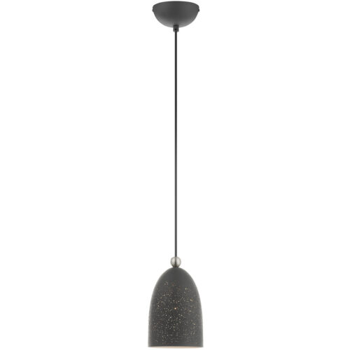 1 Light Bronze Pendant light Hanging Light Fixture with Scandinavian Gray Ornamental Metal with White finish Inside Shade-Lighting LumensPendant Lights