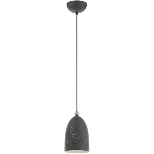 1 Light Bronze Pendant light Hanging Light Fixture with Scandinavian Gray Ornamental Metal with White finish Inside Shade-Lighting LumensPendant Lights