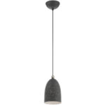 1 Light Bronze Pendant light Hanging Light Fixture with Scandinavian Gray Ornamental Metal with White finish Inside Shade-Lighting LumensPendant Lights