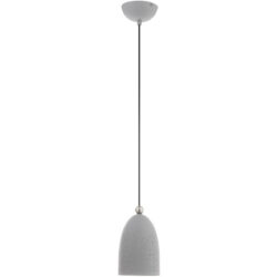 1 Light Nordic Gray Pendant light Hanging Light Fixture with Nordic Gray Ornamental Metal with White finish Inside Shade-Lighting LumensPendant Lights