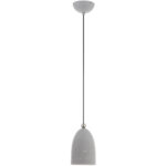 1 Light Nordic Gray Pendant light Hanging Light Fixture with Nordic Gray Ornamental Metal with White finish Inside Shade-Lighting LumensPendant Lights