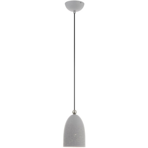 1 Light Nordic Gray Pendant light Hanging Light Fixture with Nordic Gray Ornamental Metal with White finish Inside Shade-Lighting LumensPendant Lights