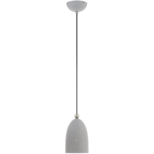 1 Light Nordic Gray Pendant light Hanging Light Fixture with Nordic Gray Ornamental Metal with White finish Inside Shade-Lighting LumensPendant Lights