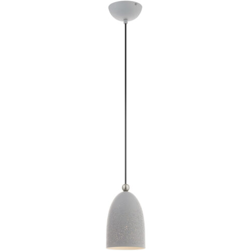 1 Light Nordic Gray Pendant light Hanging Light Fixture with Nordic Gray Ornamental Metal with White finish Inside Shade-Lighting LumensPendant Lights