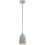 1 Light Nordic Gray Pendant light Hanging Light Fixture with Nordic Gray Ornamental Metal with White finish Inside Shade-Lighting LumensPendant Lights