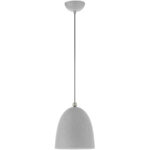 1 Light Nordic Gray Pendant light Hanging Light Fixture with Nordic Gray Ornamental Metal with White finish Inside Shade-Lighting LumensPendant Lights