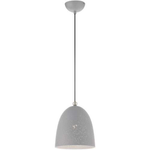 1 Light Nordic Gray Pendant light Hanging Light Fixture with Nordic Gray Ornamental Metal with White finish Inside Shade-Lighting LumensPendant Lights