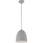 1 Light Nordic Gray Pendant light Hanging Light Fixture with Nordic Gray Ornamental Metal with White finish Inside Shade-Lighting LumensPendant Lights