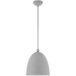 1 Light Nordic Gray Pendant light Hanging Light Fixture with Nordic Gray Ornamental Metal with White finish Inside Shade-Lighting LumensPendant Lights