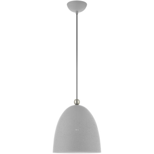 1 Light Nordic Gray Pendant light Hanging Light Fixture with Nordic Gray Ornamental Metal with White finish Inside Shade-Lighting LumensPendant Lights