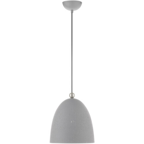 1 Light Nordic Gray Pendant light Hanging Light Fixture with Nordic Gray Ornamental Metal with White finish Inside Shade-Lighting LumensPendant Lights