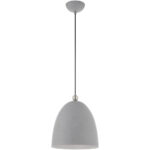 1 Light Nordic Gray Pendant light Hanging Light Fixture with Nordic Gray Ornamental Metal with White finish Inside Shade-Lighting LumensPendant Lights