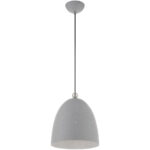 1 Light Nordic Gray Pendant light Hanging Light Fixture with Nordic Gray Ornamental Metal with White finish Inside Shade-Lighting LumensPendant Lights