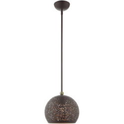 1 Light Bronze Pendant light Hanging Light Fixture with Bronze Filigreed Ornamental Metal with Gold finish Inside Shade-Lighting LumensPendant Lights