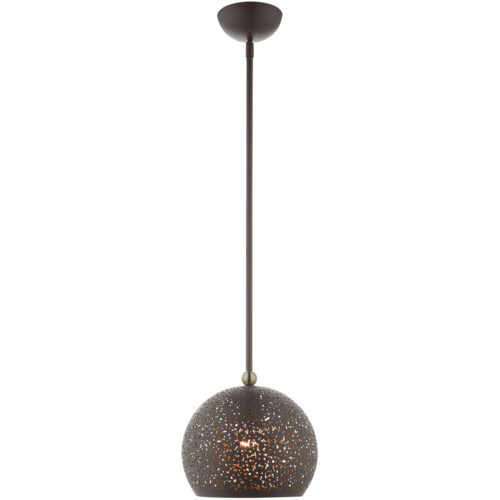 1 Light Bronze Pendant light Hanging Light Fixture with Bronze Filigreed Ornamental Metal with Gold finish Inside Shade-Lighting LumensPendant Lights