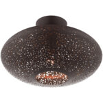 1 Light Bronze Semi Flush Mount with Bronze Filigreed Ornamental Metal Gold finish Inside Shade-Lighting LumensSemi Flush