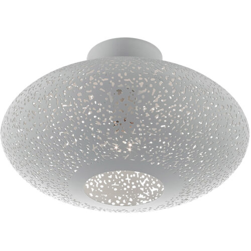 1 Light Nordic Gray Semi Flush Mount with Nordic Gray Filigreed Metal with White finish Inside Shade-Lighting LumensSemi Flush